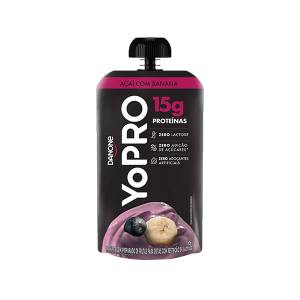 Iogurte YoPRO 15g Açaí com Banana Pouch 160g