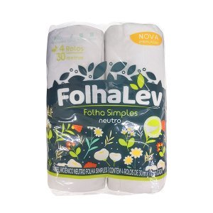 Papel Higiênico FolhaLev Neutro com 4 unidades – 30m
